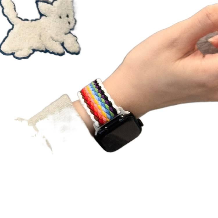 Adjustable Loop Strap Smartwatch Band Compatible with Apple Watch SE with Fit Replacement Strap in Nylon for Daily Wear Starlight - Image 2