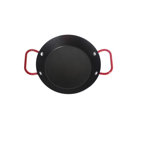IMUSA USA 6" Carbon Steel Coated Nonstick Paella Pan Handles, Black, Red Hanldes - Image 1