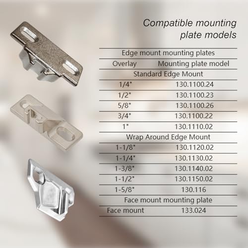 Holdly Replacement for Blum 33.3600,Compact 33 Screw on 110 Degree Opening Face Frame Cabinet Hinges,Cabinet Door Hinges,Replace Original Blum Hinges(with Screws, Mounting Plate Not Included) (4 Pack) - Image 3