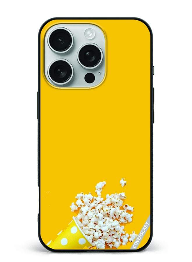 Protective Case Cover For Apple iPhone 16 Pro Popcorn Design Yellow