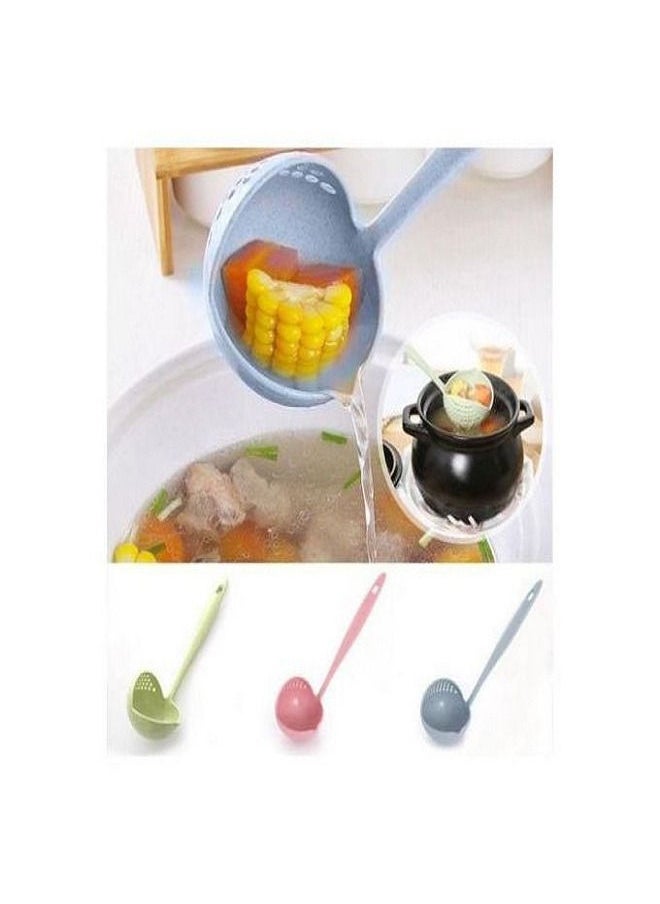 2 In 1 Soup Spoon With Colander Skimmer With Long Handle Multicolour- 1 Pcs