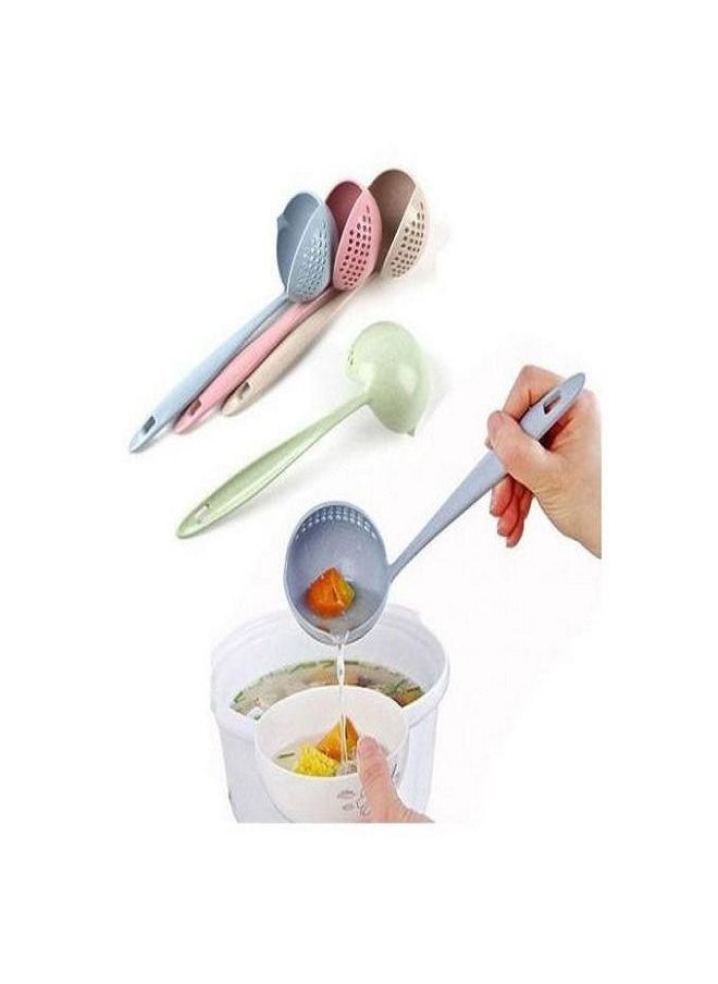 2 In 1 Soup Spoon With Colander Skimmer With Long Handle Multicolour- 1 Pcs
