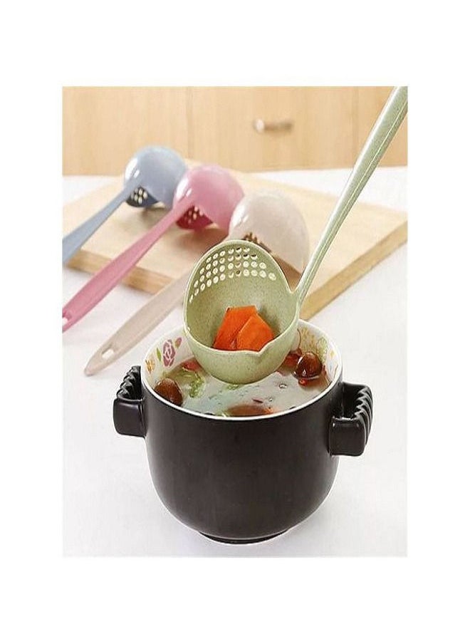 2 In 1 Soup Spoon With Colander Skimmer With Long Handle Multicolour- 1 Pcs