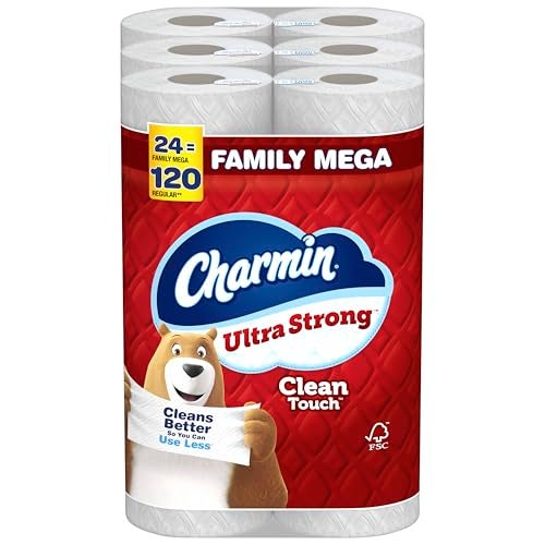 Charmin Ultra Strong Clean Touch Toilet Paper 24 Family Mega Rolls 120 Regular Rolls