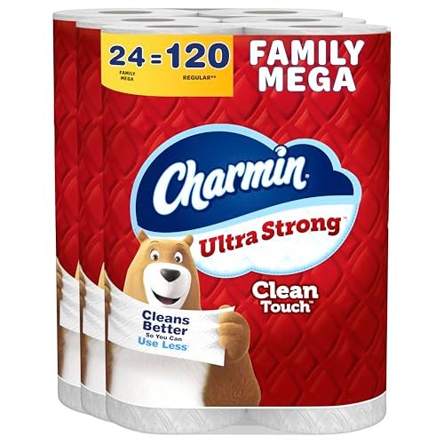 Charmin ورق تواليت شارمين ألترا سترونغ كلين تاتش 24 رول عائلة ميغا 120 رول عادي - Image 1