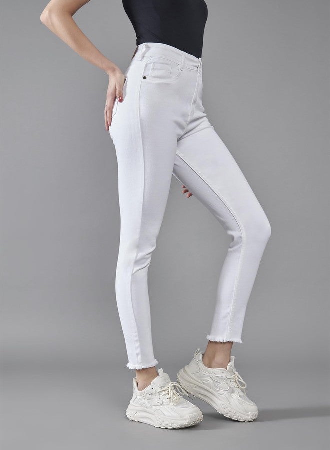 Miss Chase Women's Skinny Fit High Rise Regular Length Stretchable Denim Jeans (MCAW24DEN79-33-363-30, Snow White, 30) - Image 3