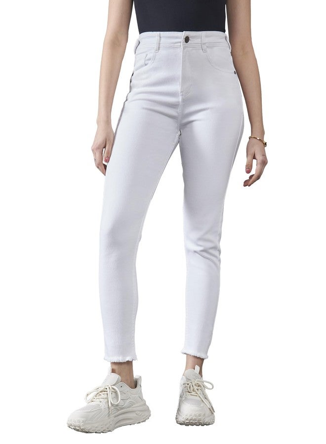 Miss Chase Women's Skinny Fit High Rise Regular Length Stretchable Denim Jeans (MCAW24DEN79-33-363-30, Snow White, 30) - Image 1