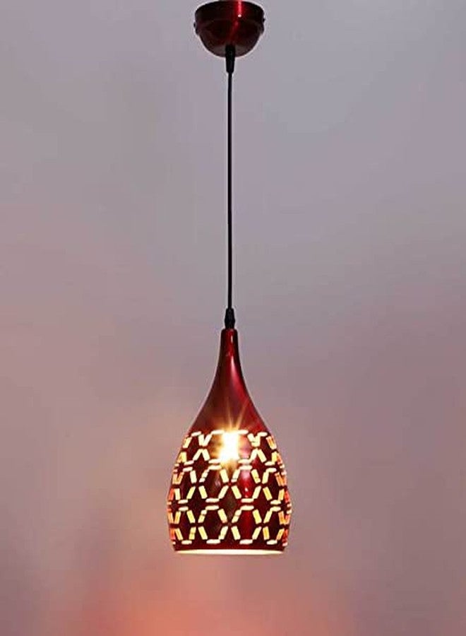 GAUVIK Lazer Cutting Pendant Lamp/Hanging Lamp/Ceiling Light for Bedroom, Living Room, Restaurants, Dining, Coffee Shop, Home and Office,Maroon 6 Inch Cutting Design (H/L 3) - Image 1