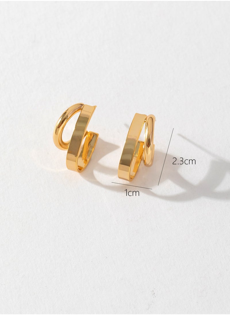Generic Gold Hoop Earrings for Women Big Gold Earrings Hypoallergenic Lightweight Large Hoop Earrings Stainless Steel Thin Minimalist Rounded Hoop Earrings for Women Gifts 23mm  - Image 1