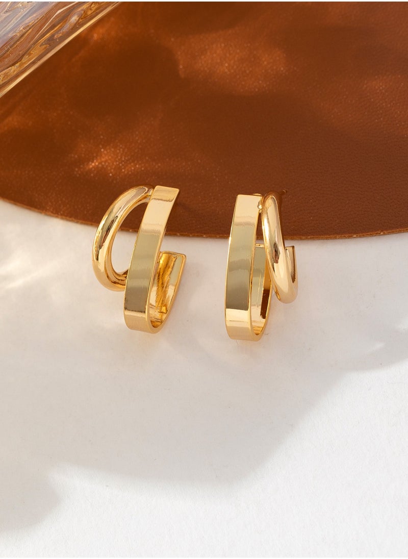 Generic Gold Hoop Earrings for Women Big Gold Earrings Hypoallergenic Lightweight Large Hoop Earrings Stainless Steel Thin Minimalist Rounded Hoop Earrings for Women Gifts 23mm  - Image 4