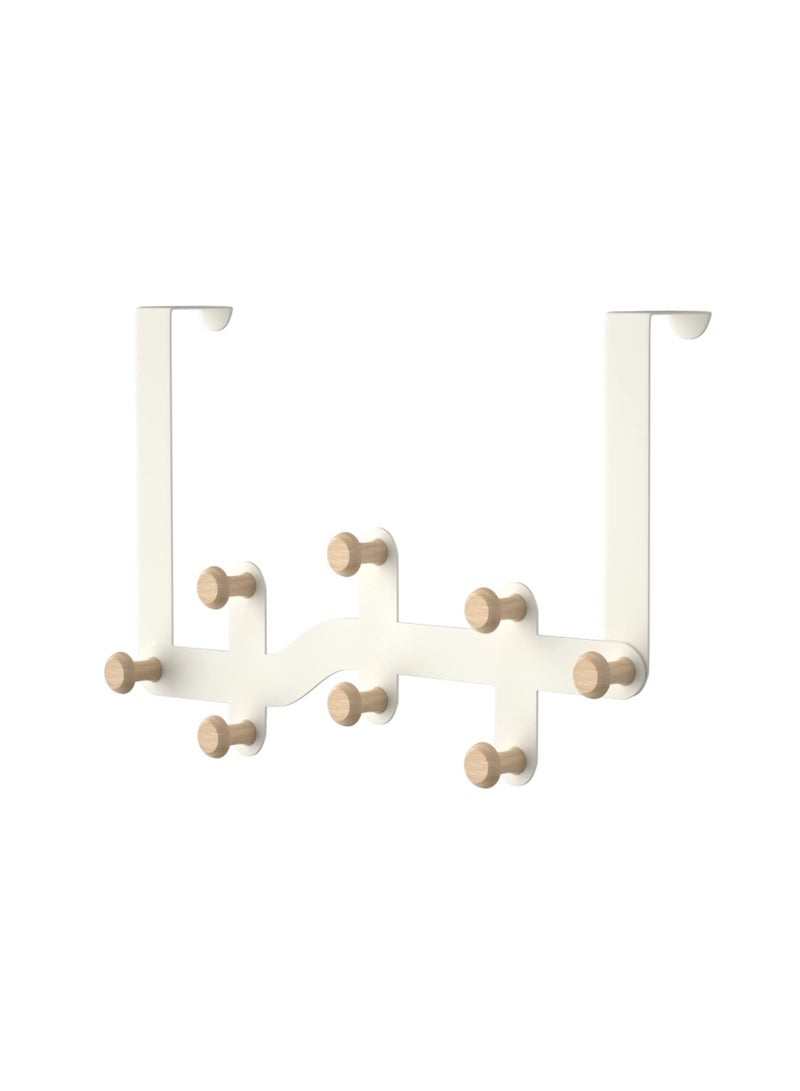 SOLARAE Door Hooks, Heavy-Duty Over Door Hanger with 8 Hooks for Hanging Coat Towel Bag Robe Hat, Over Door Coat Hooks for Bedroom Bathroom Kitchen (White) - Image 1