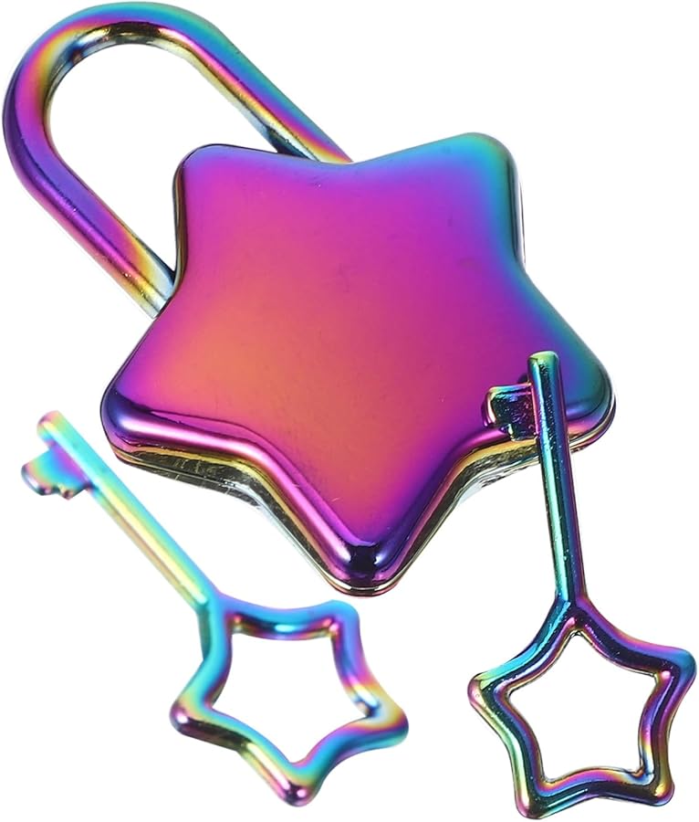 Star Shaped Padlock with Key for Diary Jewelry Box Travel Rustproof Durable Design Pink - Image 2