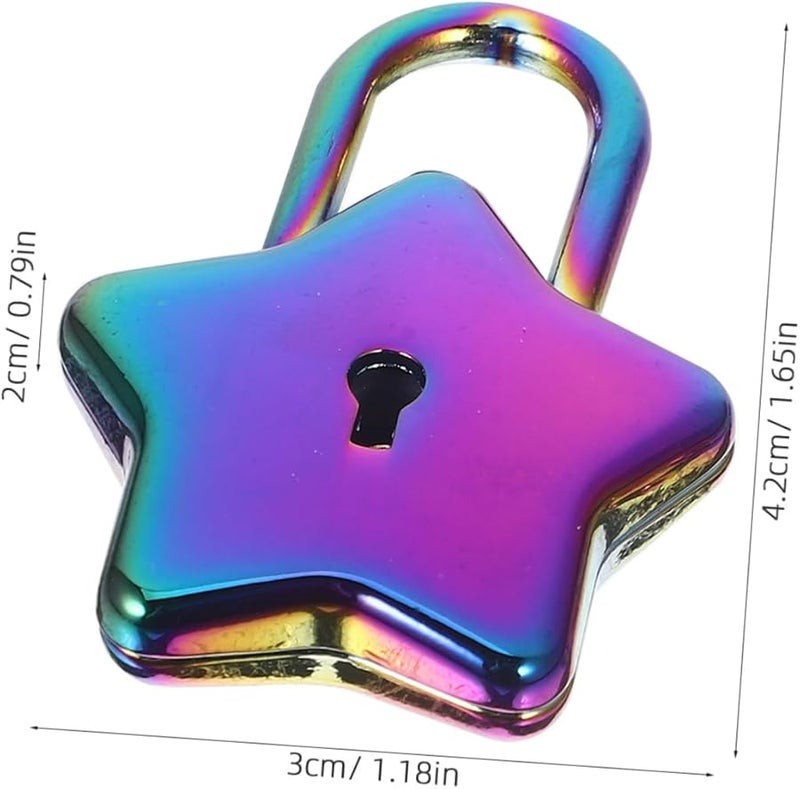 Star Shaped Padlock with Key for Diary Jewelry Box Travel Rustproof Durable Design Pink - Image 3