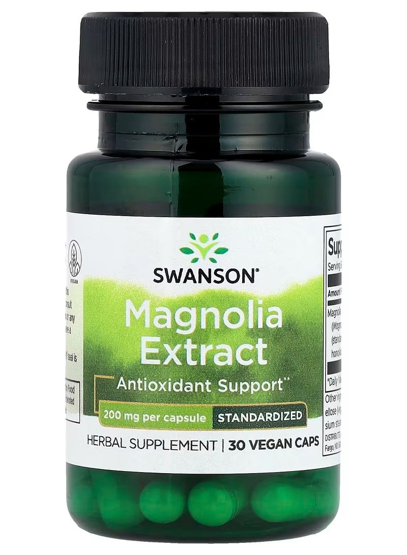 Swanson, Magnolia Extract, 200 mg, 30 Vegan Caps