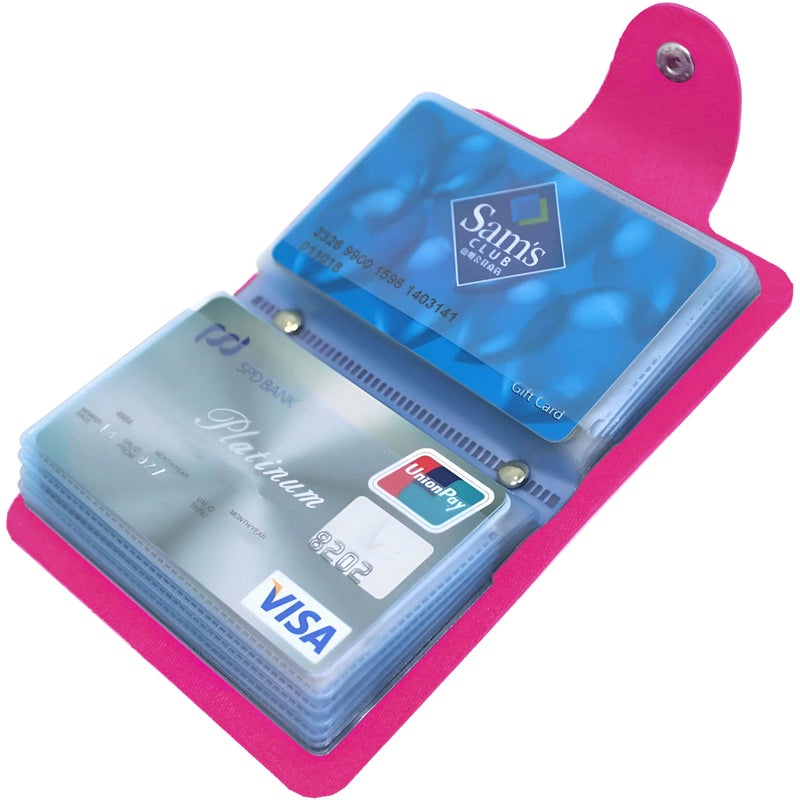 Kraptick Leather Credit Card Holder with Double-Sided Slots for Cards, Business Card Holder, ATM Card Holder for Women and Men- 24 Card Slots (Rose Red) - Image 2