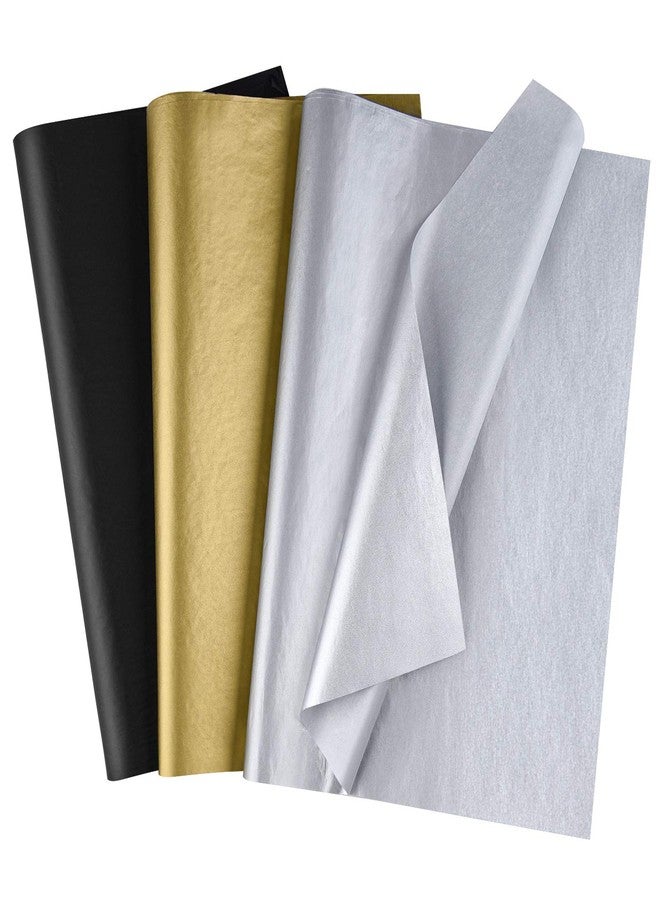 MIAHART 50 Sheets Tissue Paper Bulk 20X14 Inch Metallic and Black Gift Wrap Paper Gift Wrapping Accessory Wrap for Graduation Birthday Party Favor Decor DIY Shredded Fill Confetti (Mix Color) - Image 1