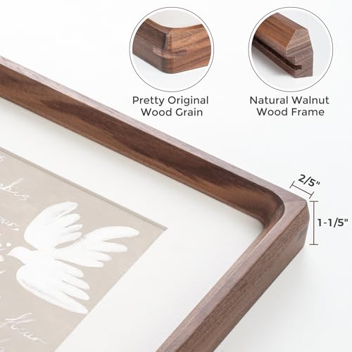 Heimlove 11x14 Picture Frames Natural Walnut,Original Wood Hand Make Crafted Diploma Frame with Mat to 8x10 Graduation Picture Display,Family Picture,Wedding Picture,Photo,Certificate Wall Mounted - Image 5
