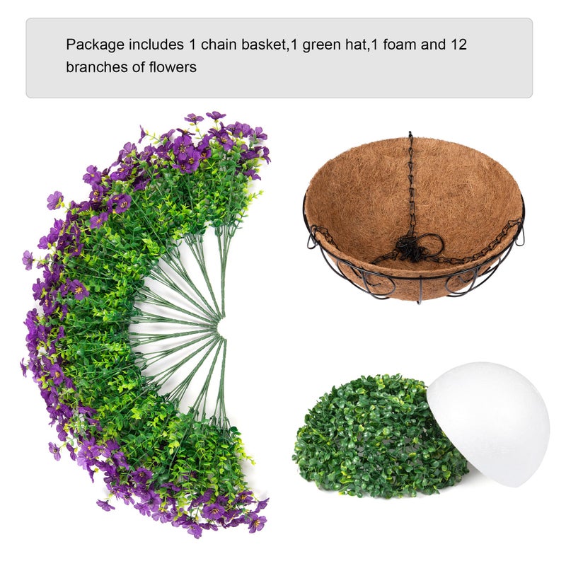 HyeFlora Artificial Fake Hanging Plants Flowers with Basket Outdoor Decor Faux Silk Dasiy Flower Arrangements in Pot Planter for Porch Home Indoor Patio Garden Yard Decoration - Image 4