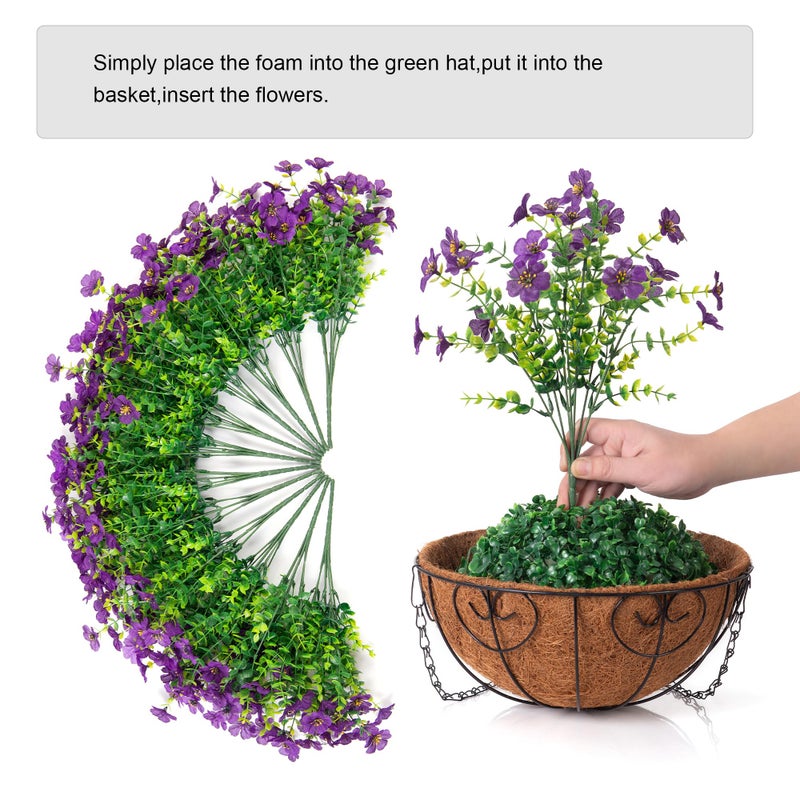 HyeFlora Artificial Fake Hanging Plants Flowers with Basket Outdoor Decor Faux Silk Dasiy Flower Arrangements in Pot Planter for Porch Home Indoor Patio Garden Yard Decoration - Image 3