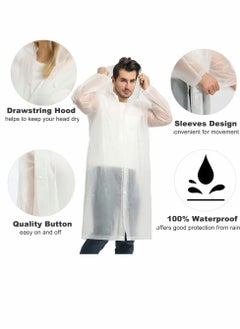 Generic Rain Poncho for Adults 1 Pack Eva Women and Men Reusable Raincoat Jacket Packable Family Fishing Travel Emergency No Pvc with Hood Elastic Sleeving  - Image 2