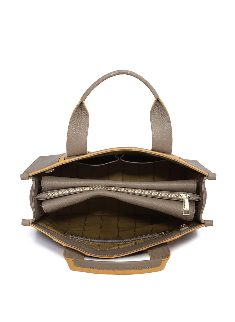 Da Milano  Da Milano Genuine Leather Taupe Tote Bag for Women | Best Price UAE