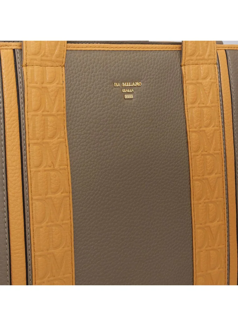Da Milano  Da Milano Genuine Leather Taupe Tote Bag for Women | Best Price UAE