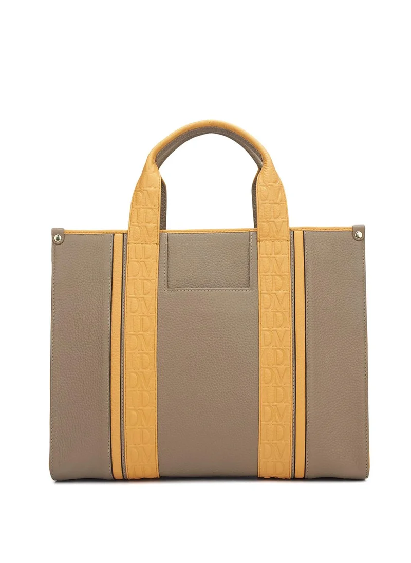 Da Milano  Da Milano Genuine Leather Taupe Tote Bag for Women | Best Price UAE