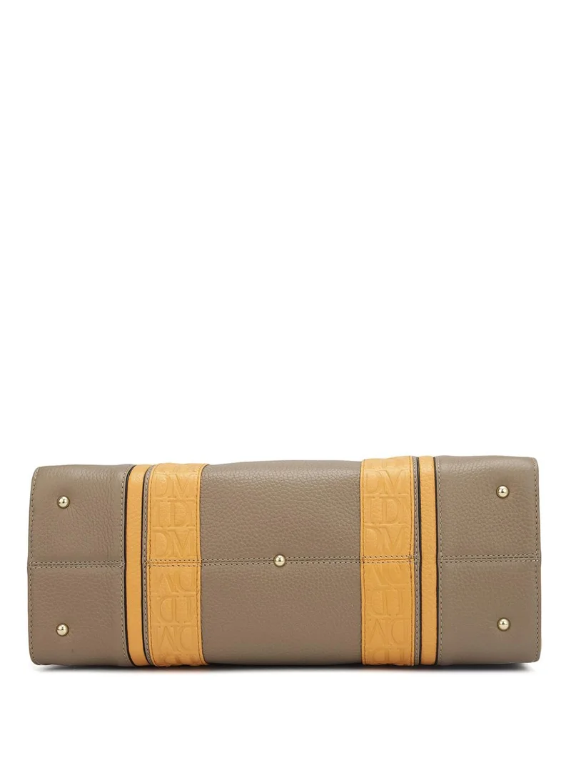 Da Milano  Da Milano Genuine Leather Taupe Tote Bag for Women | Best Price UAE