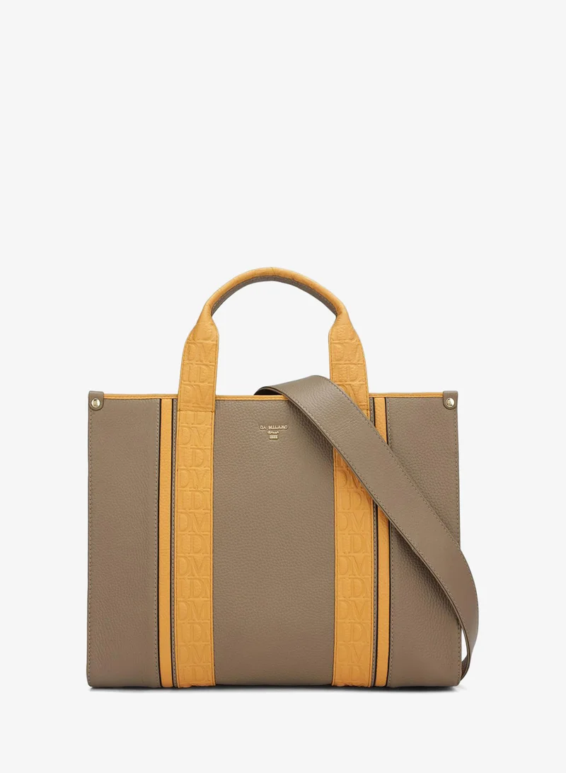Da Milano Da Milano Genuine Leather Taupe Tote Bag