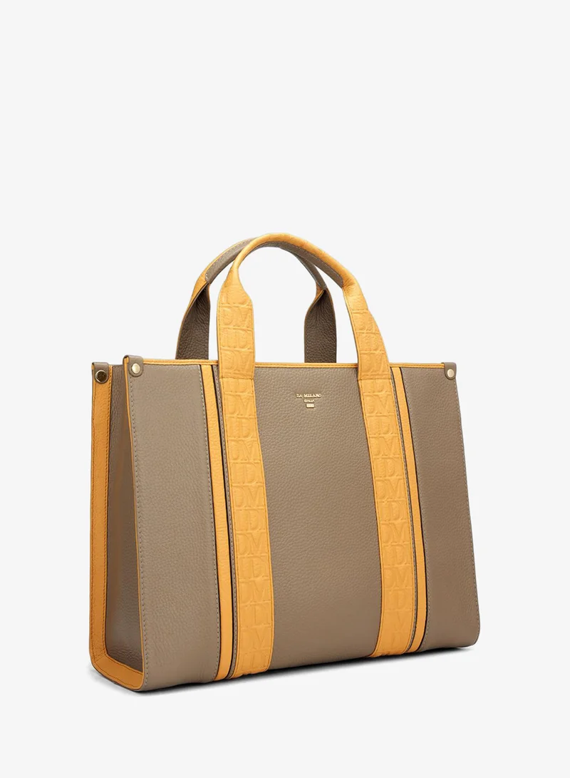 Da Milano Da Milano Genuine Leather Taupe Tote Bag