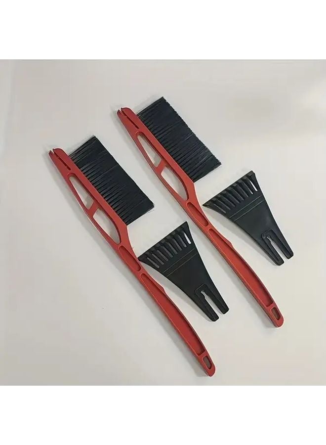 2pcs Red Detachable 2 in 1 Snow Removal Shovel Brush Combo Heavy Duty Winter Car Tool - Image 1