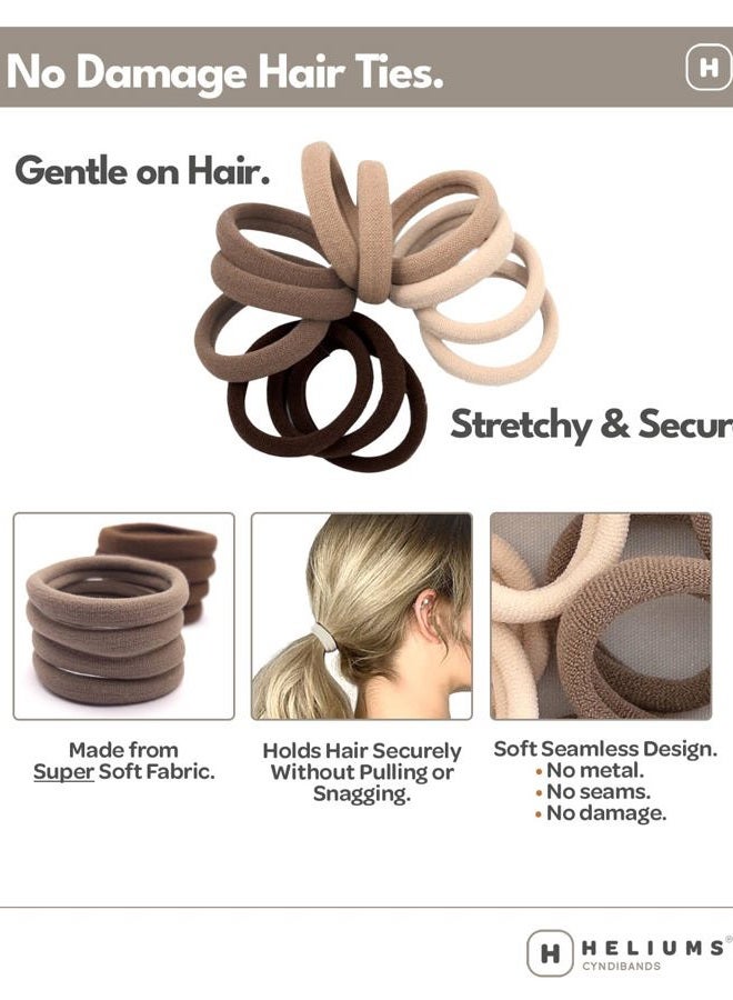Heliums Soft Hair Ties - No Damage Seamless Nylon Fabric Bands, Stretchy Ponytail Holders for Thin & Thick Hair - Standard 1.5 Inch, Light Blonde, 20 Pack - Image 2