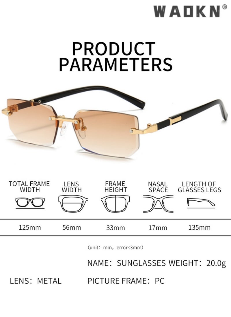 WAOKN New Rimless Fashion Trend Sunglasses Personalized Sunglasses UV Protection Unisex，Fashion Rimless Rectangle Sunglasses for Women Men Square Glasses Ultralight UV400 Eyewear  - Image 4