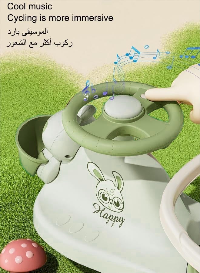 Keranixy Children's Pulley Children's Swing Car With Music And Lighting Children's Toys Raise The Backrest Height Push Handle With Guardrail Anti Rollover Suitable For Children Aged 1-6 Boys And Girls (Butter Green) - Image 5