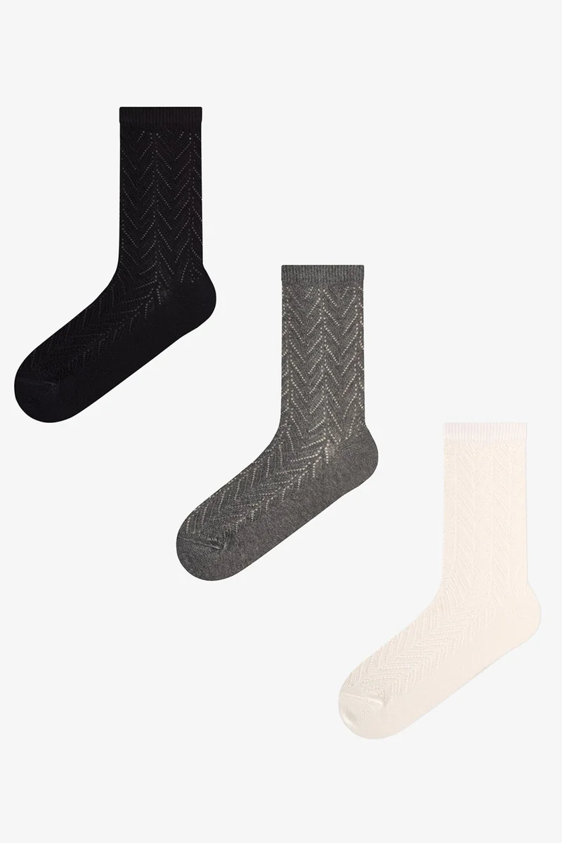 Penti PENTI Braided Colosio Eyelet Pattern Cotton Pair Crew Socks