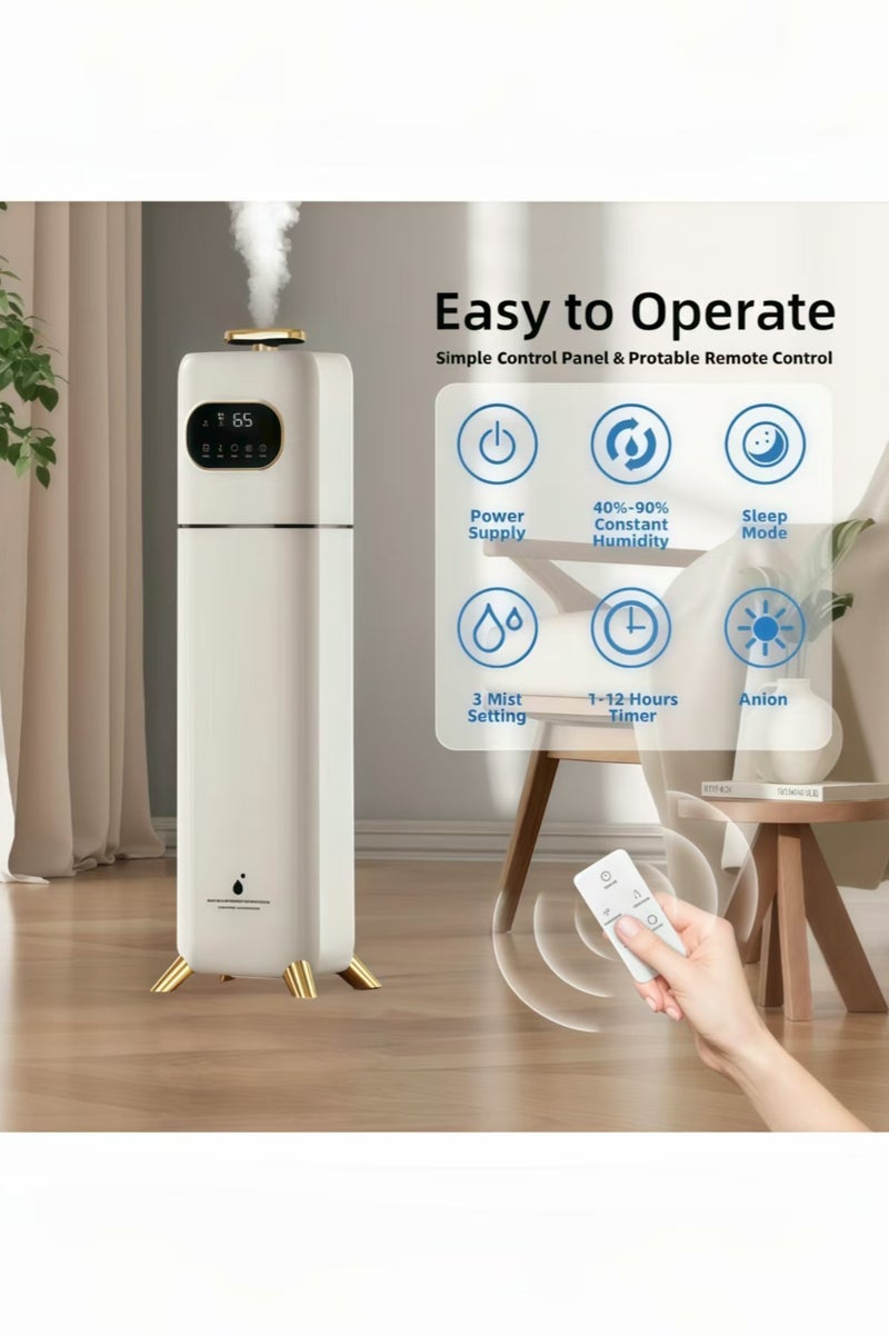 Humidifier for Bedroom/Large Room, 9L Ultrasonic Humidifier with Top-Fill Design, UV Sterilization & Impurity Filtration, Up to 52 Hours of Moisturizing, Includes Remote Control, Ideal for Baby Nurseries, Home, Office & Plants - Image 3