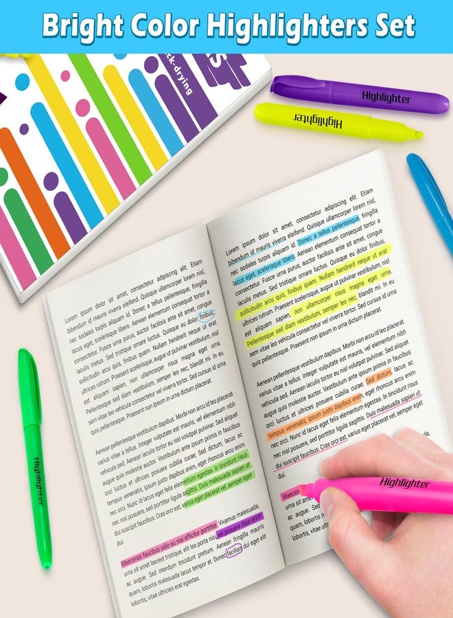 Jumlys 30 Pack Highlighters in 6 Assorted Colors, Bright With Soft Chisel Tips, No Bleed, Ideal for Office and School Supplies - Image 2