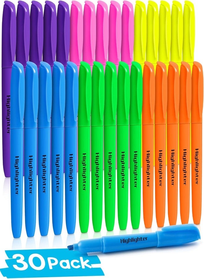 Jumlys 30 Pack Highlighters in 6 Assorted Colors, Bright With Soft Chisel Tips, No Bleed, Ideal for Office and School Supplies - Image 1