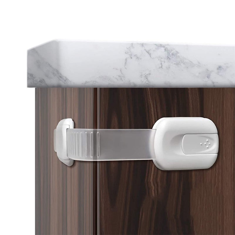 Child Safety Cabinet Strap Locks OKEFAN 12 Pack Baby Proofing Adhesive Latches for Kids Drawer Cupboard Dishwasher Fridge Oven Door No Drill White