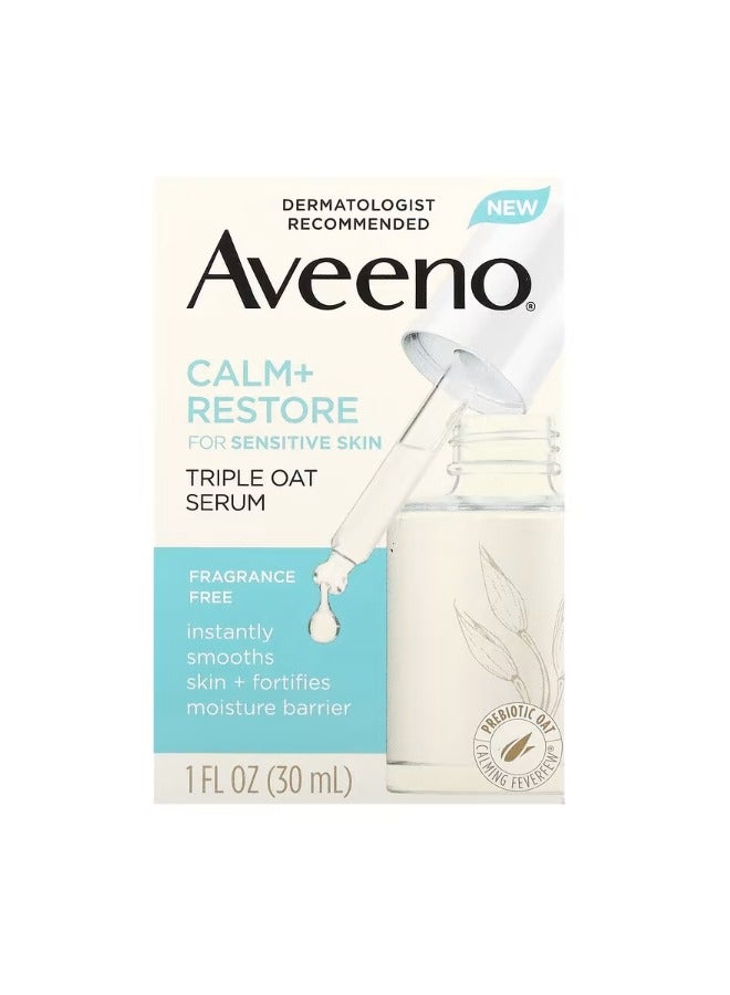 Aveeno Calm + Restore For Sensitive Skin Triple Oat Serum 1 fl oz 30 ml - Image 2