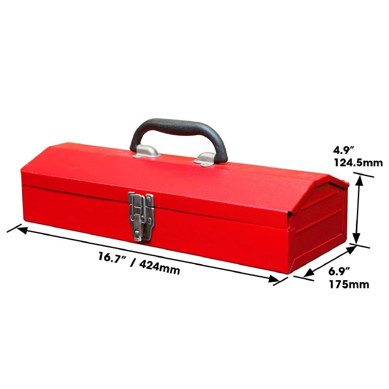 BIG RED ATB213-1 Torin Portable Steel Tool Box: 16" Hip Roof Style with Metal Latch Closure, Red - Image 2
