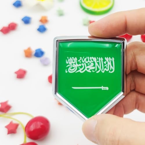 Overdecor Saudi Arabia Flag Decal Stickers Car Emblem Saudi Arabian Car Accessories Decorations Chrome Shield Flag Sticker Decals for Cars Truck Vehicles, 2 Pack - Image 2