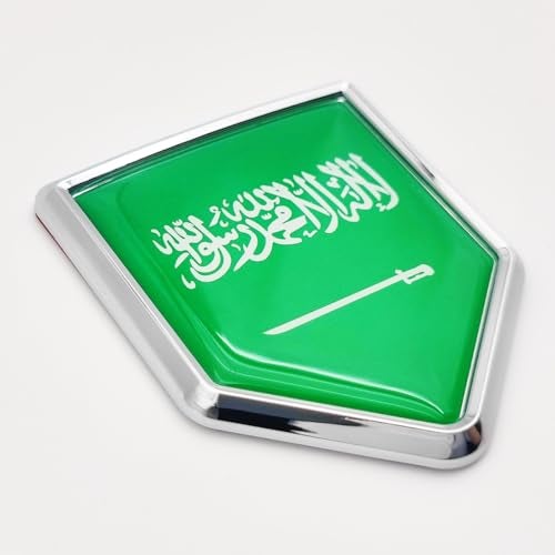 Overdecor Saudi Arabia Flag Decal Stickers Car Emblem Saudi Arabian Car Accessories Decorations Chrome Shield Flag Sticker Decals for Cars Truck Vehicles, 2 Pack - Image 1