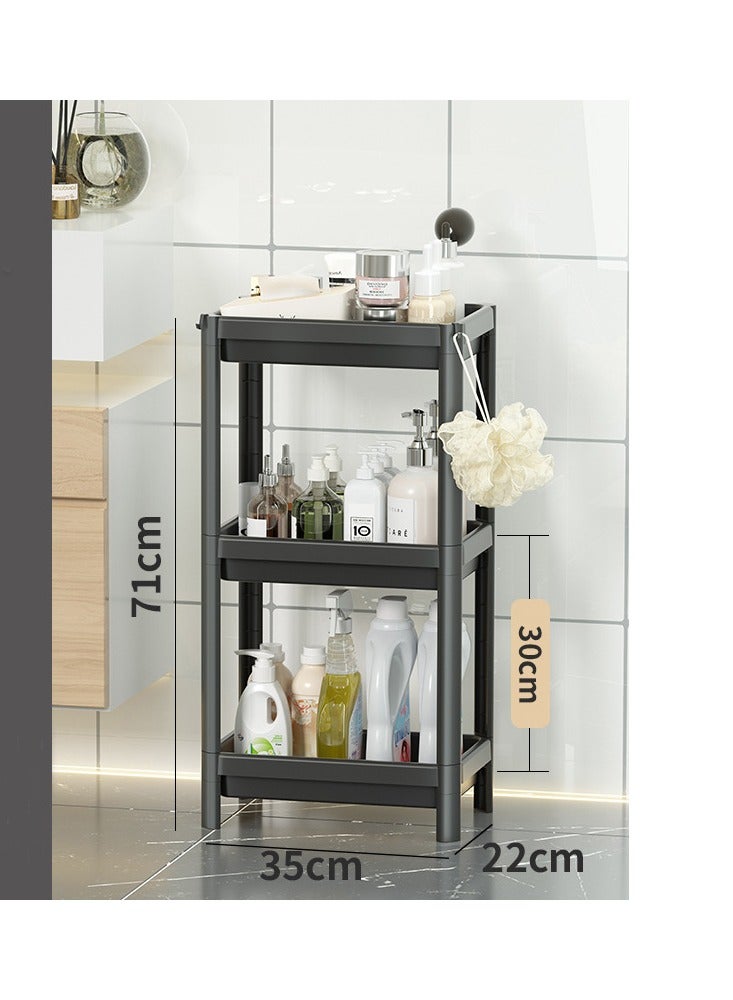 HOMESTAR 3-Tier Multifunctional Storage Organizer Plastic Shelf Unit Black - Image 3