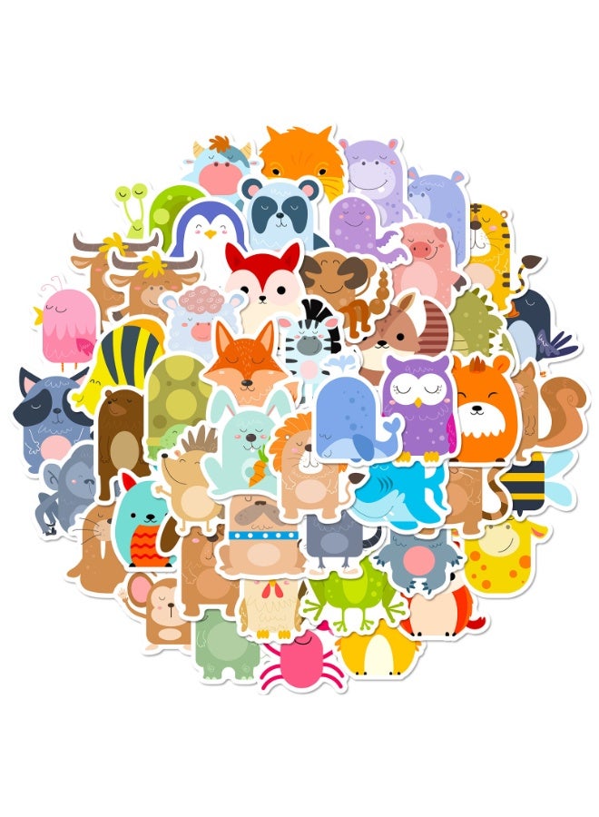 NIBEMINENT 50 Pcs Round Animals Deco Kit Waterproof Stickers, High Definition Printing Bright Colors, Suitable for Laptop Skateboard Luggage Water Bottle Guitar DIY - Image 1