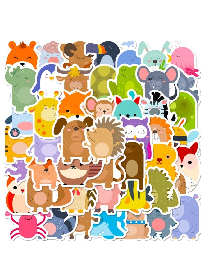 NIBEMINENT 50 Pcs Round Animals Deco Kit Waterproof Stickers, High Definition Printing Bright Colors, Suitable for Laptop Skateboard Luggage Water Bottle Guitar DIY - Image 2