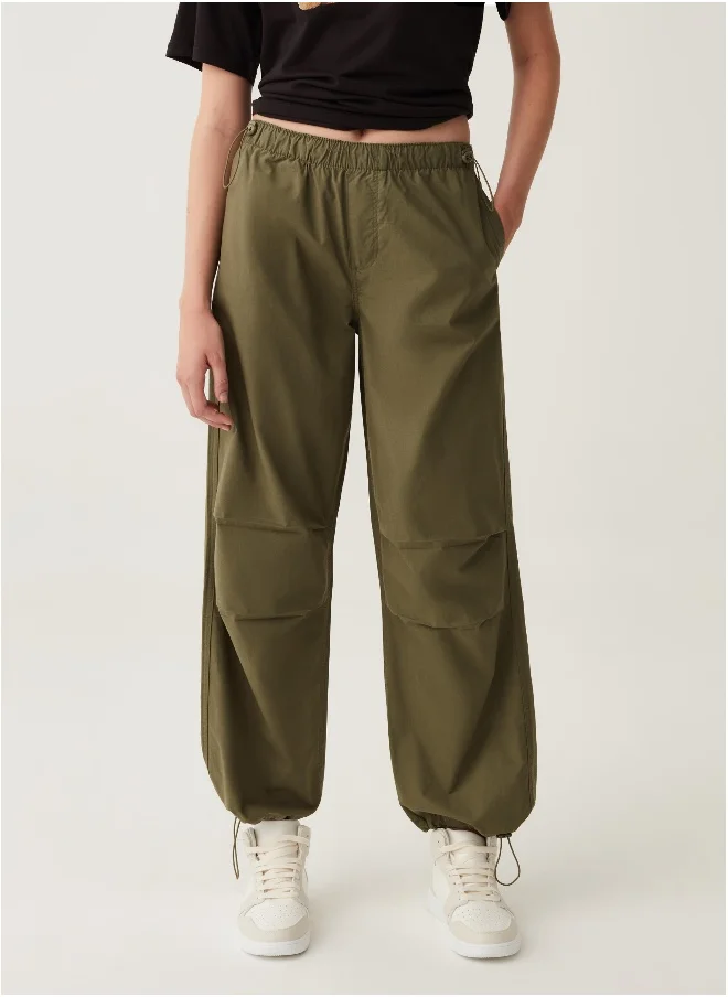 او في اس Cotton parachute trousers