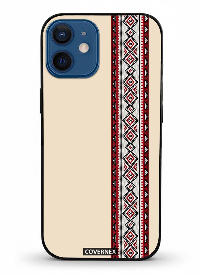 Covernex Apple iPhone 12 Mini Protective Case Cover Printed Featuring Traditional Tribal Embroidery Strip - Image 2