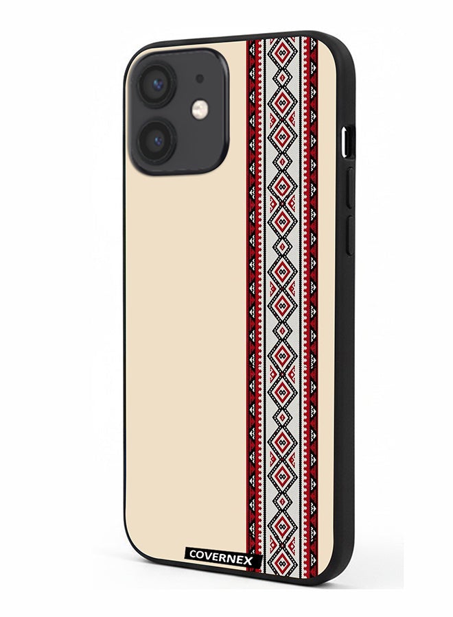 Covernex Apple iPhone 12 Mini Protective Case Cover Printed Featuring Traditional Tribal Embroidery Strip - Image 1