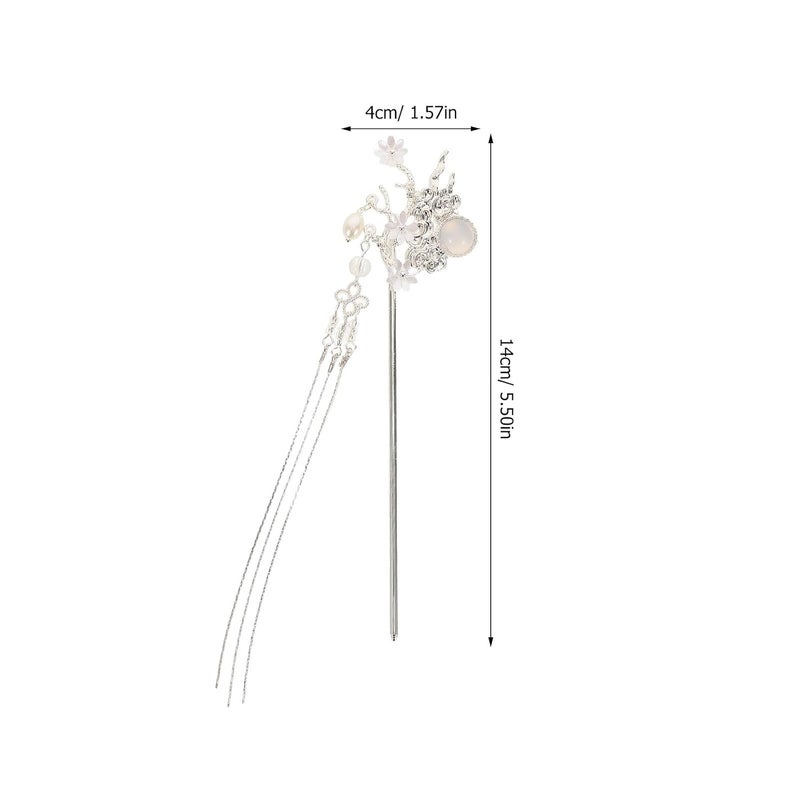 Ancient Chinese Hair Pin Stick with Tassel Handmade Flower Hair Stick for Traditional Costume and Hanfu for Women - Image 2